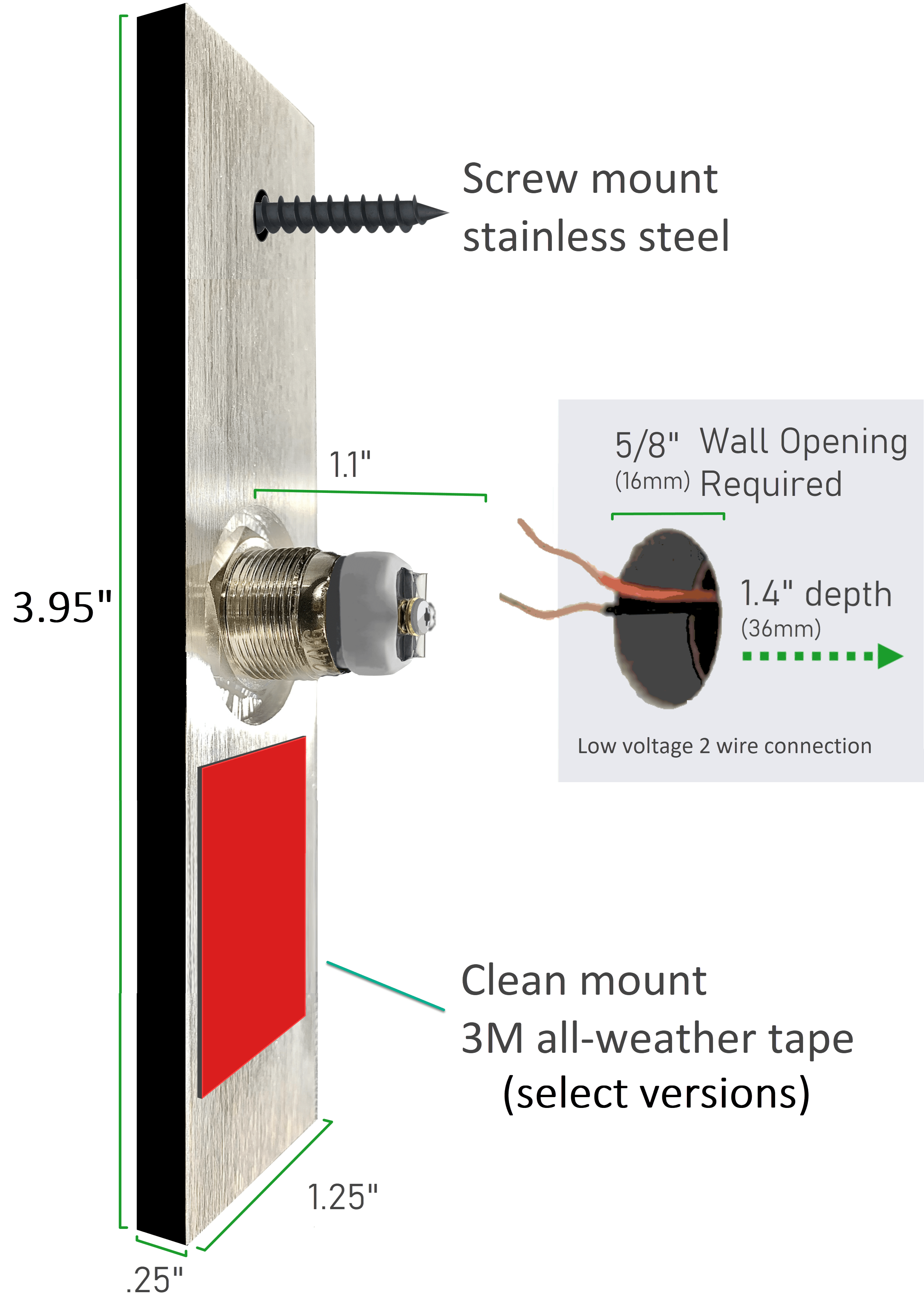 Modern LED Doorbell, Bright Light in Black Aluminum Panel